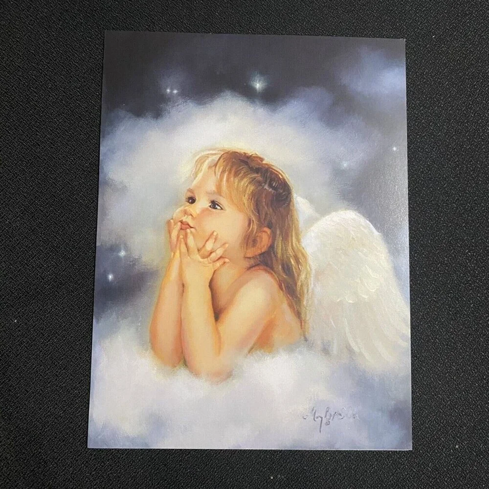 Combo Pack VTG Leanin' Tree Greeting Card &‎ Magnet Angel Mary Baxter St. Clair